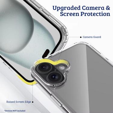 iPhone 16 Premium Clear Case Cover: Acrylic + TPU Construction, Long-Lasting Durability, Enhanced Screen & Camera Protection, Dust & Debris Resistant
